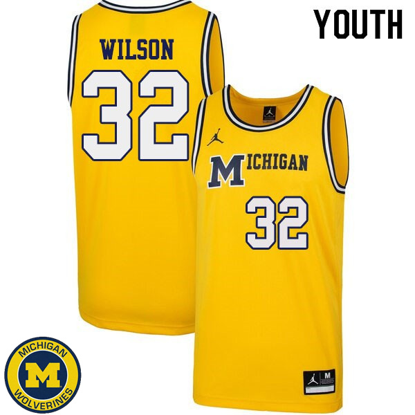 Youth University of Michigan #32 Luke Wilson Yellow 1989 Retro Alumni Basketball Jersey